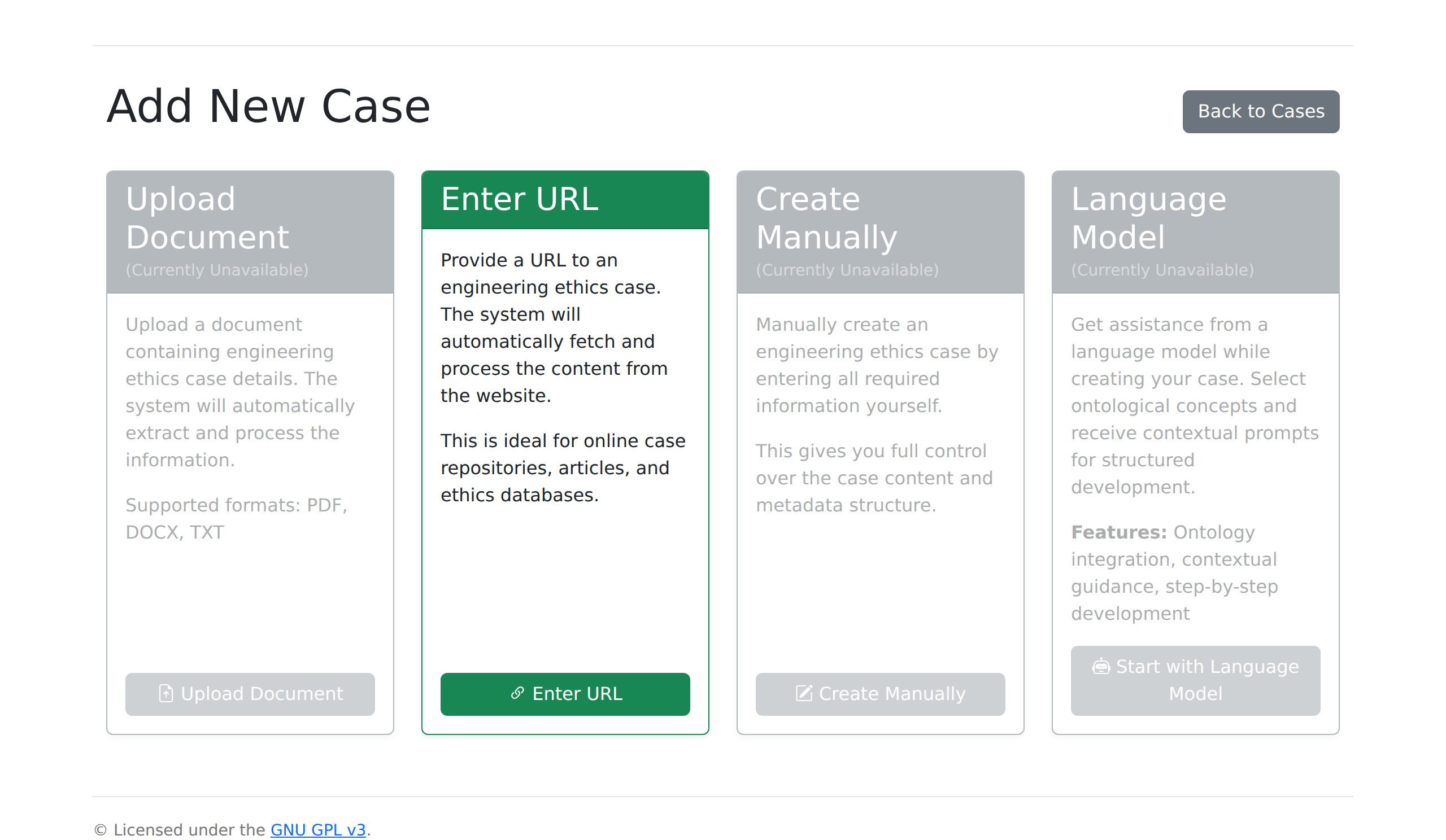 Add New Case interface